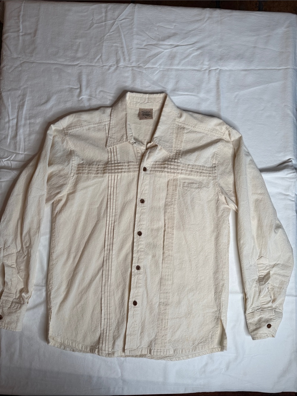 Cream Textured Men's Button-Up Shirt